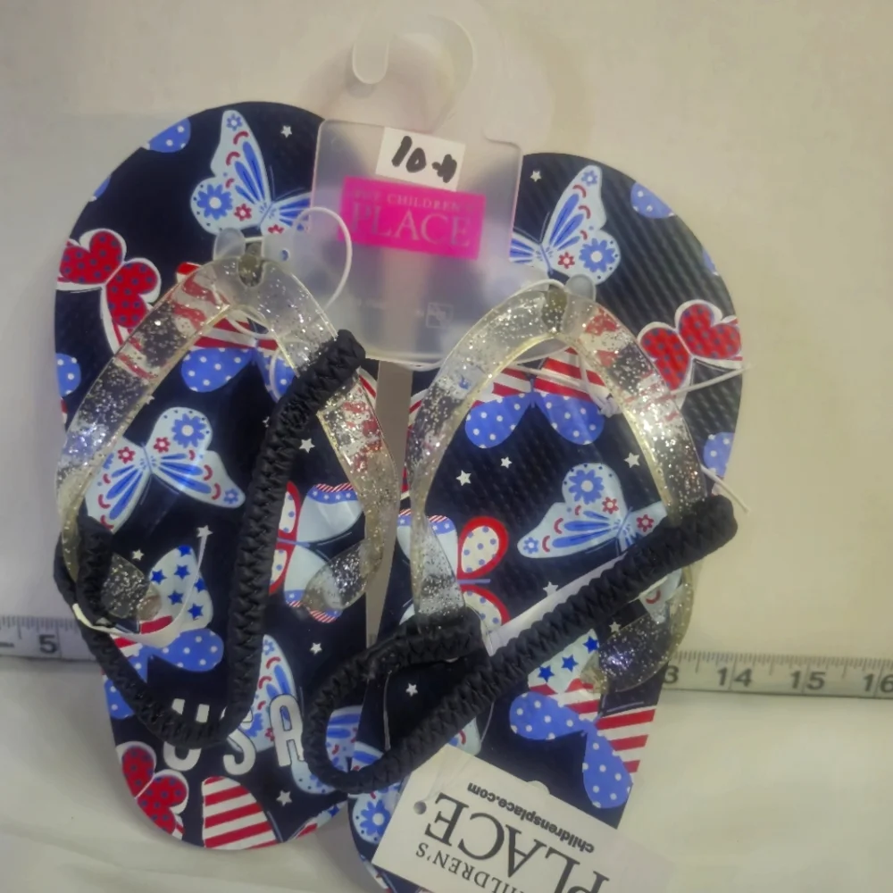 TCP BUTTERFLY GIRLS SANDALS/FLIP‎ FLOPS USA RED,WHITE AND BLUE VARIOUS SIZES